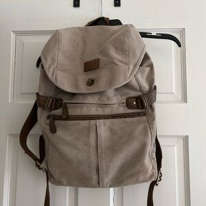Vintage Stylish Tan Canvas Backpack